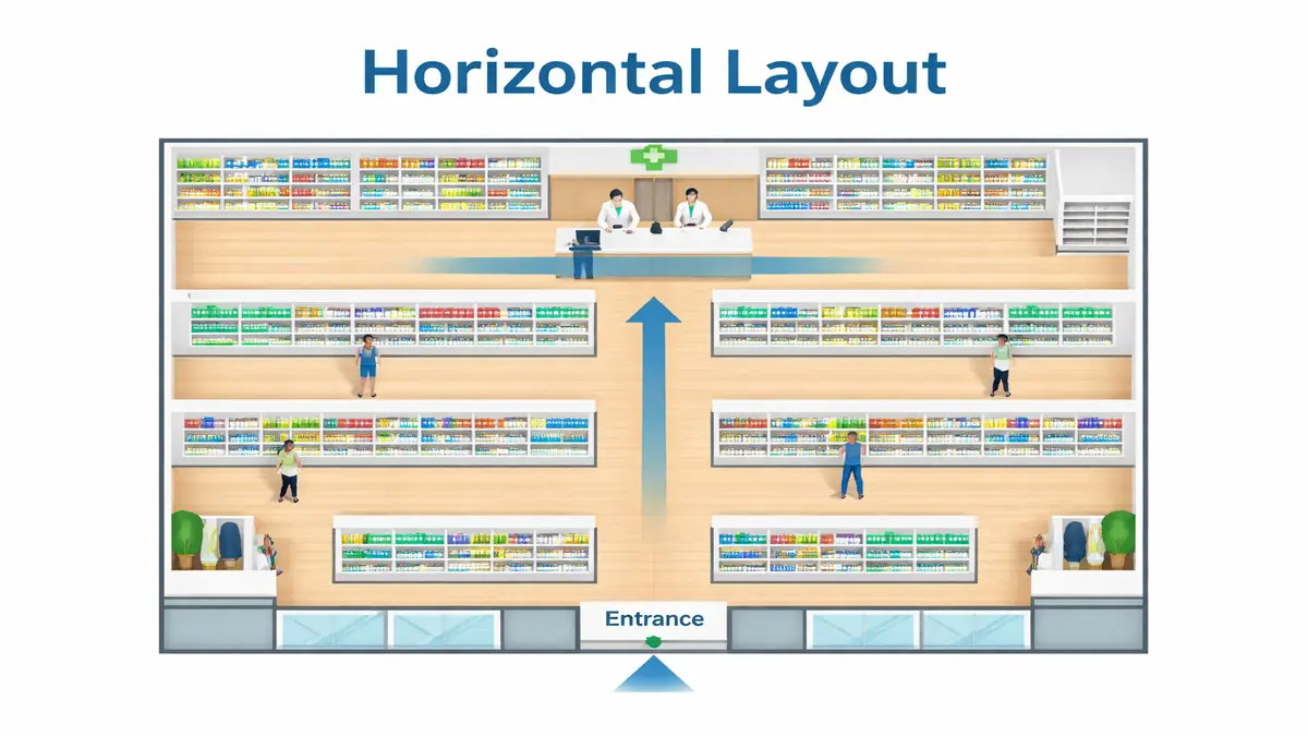Horizontal pharmacy layout