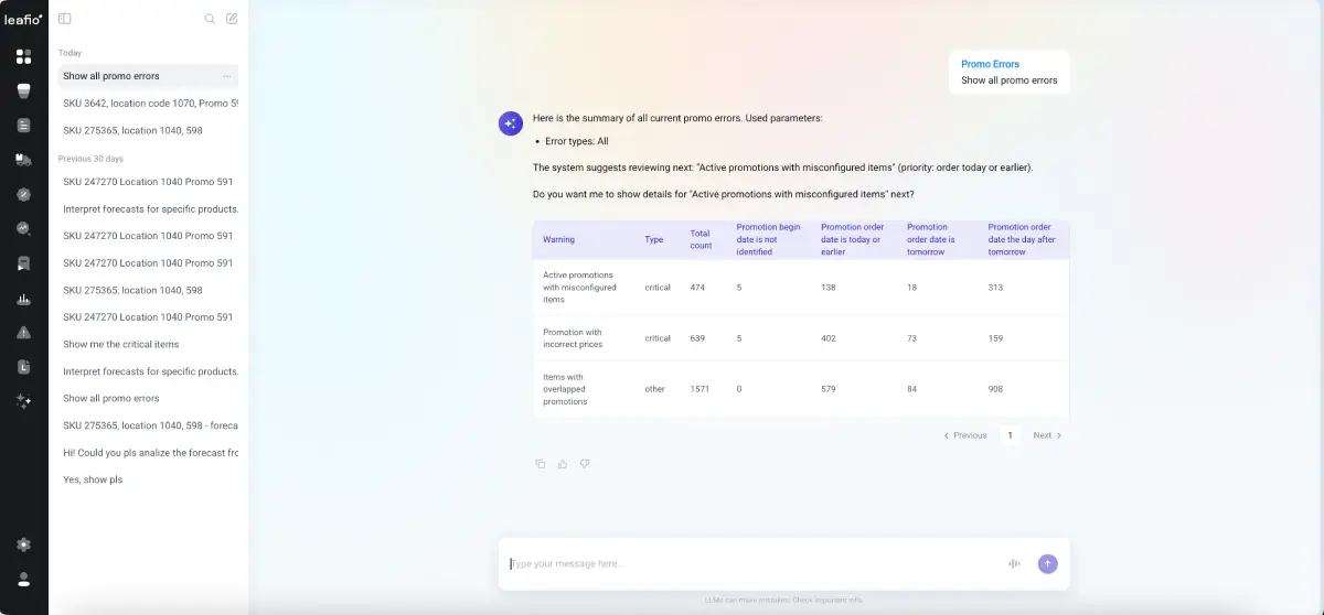 LEAFIO AI Promo assistant