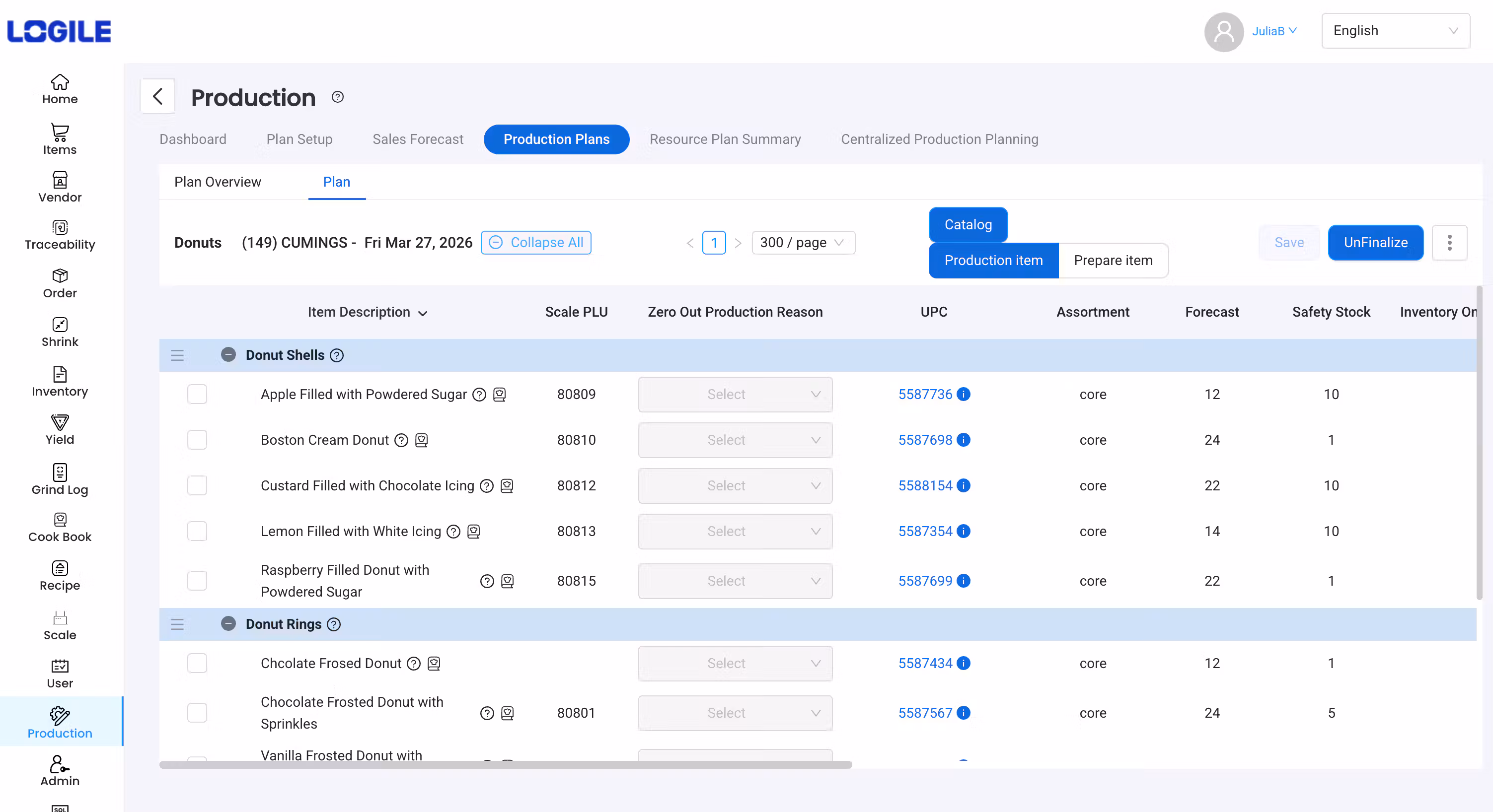 Logile fresh item management dashboard for grocery retail