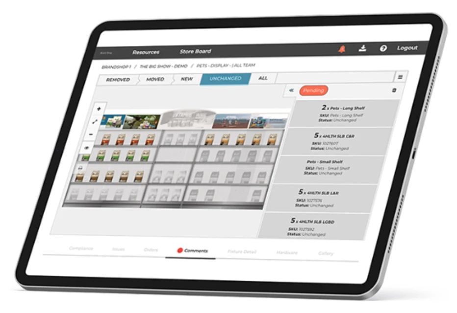 One Door visual merchandising planogram on a tablet