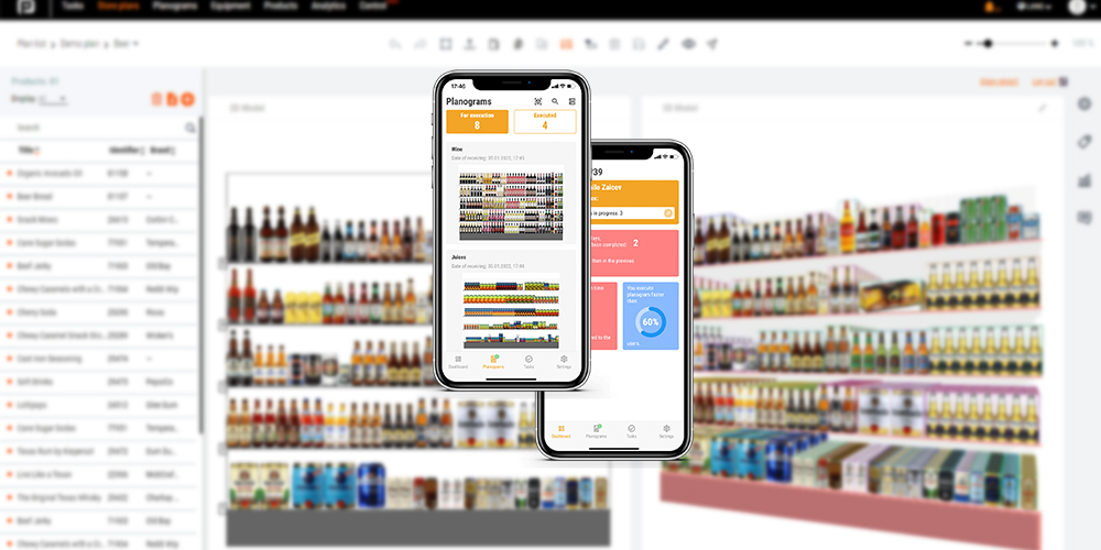 PlanoHero Layout app showing planogram execution on a mobile device